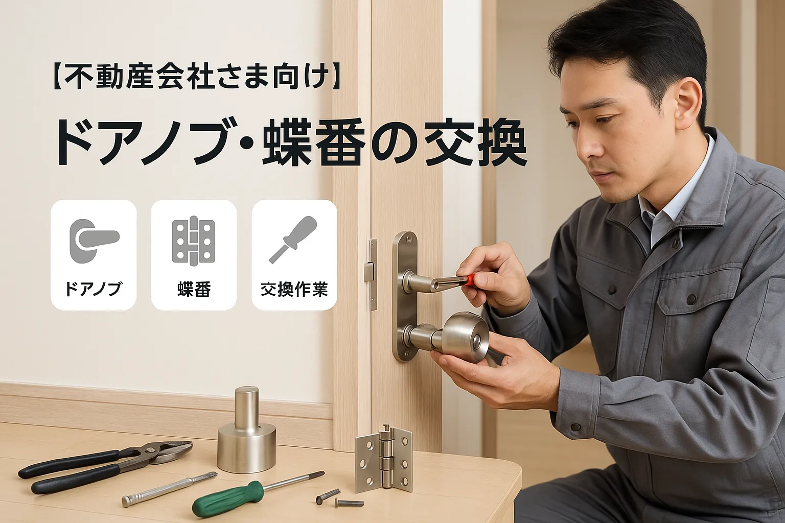 ドアノブ・蝶番の交換