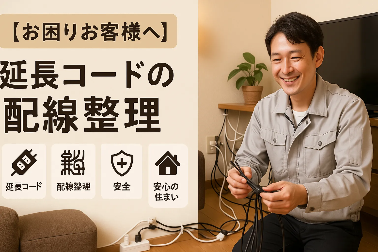延長コード配線整理