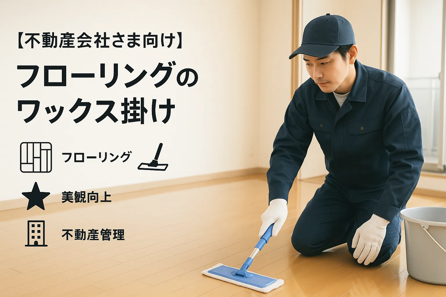 フローリングワックス掛け