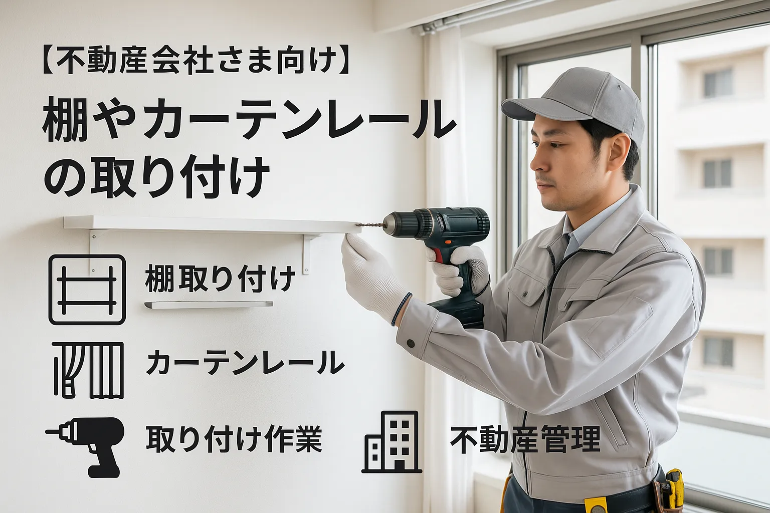 棚やカーテンレールの取り付け